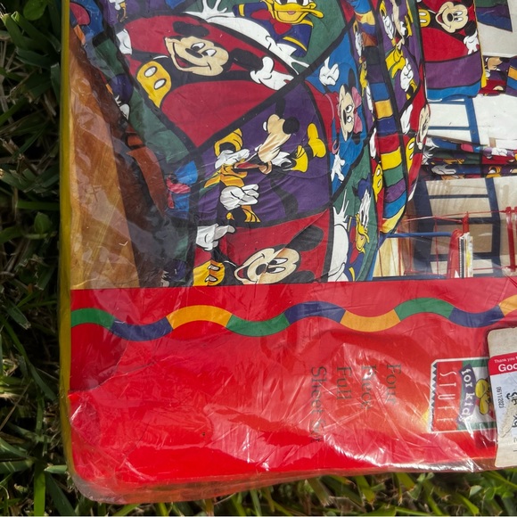 VTG Disney Mickey Minnie Donald Goofy Color Block Full Sheet Set 90’s Complete - Picture 2 of 8